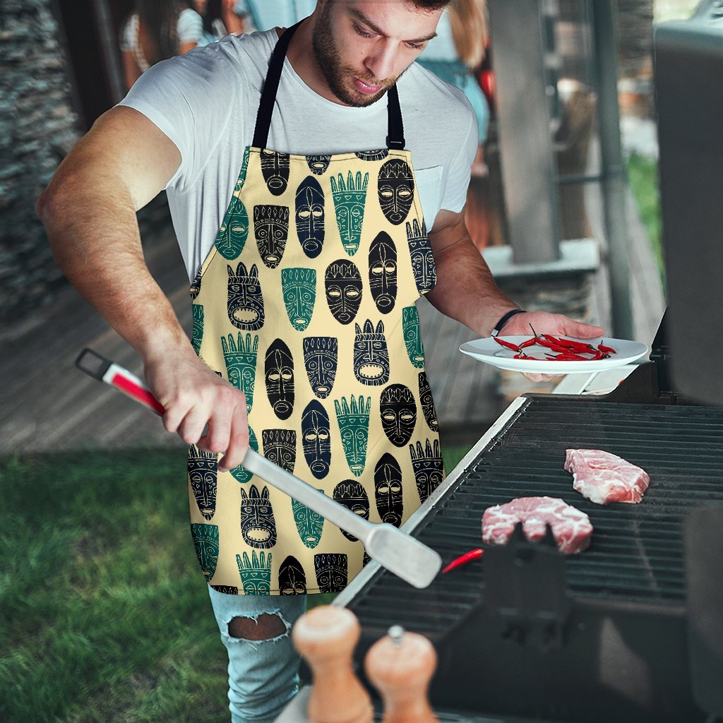 Totem Mask Print Pattern Men's Apron-grizzshop