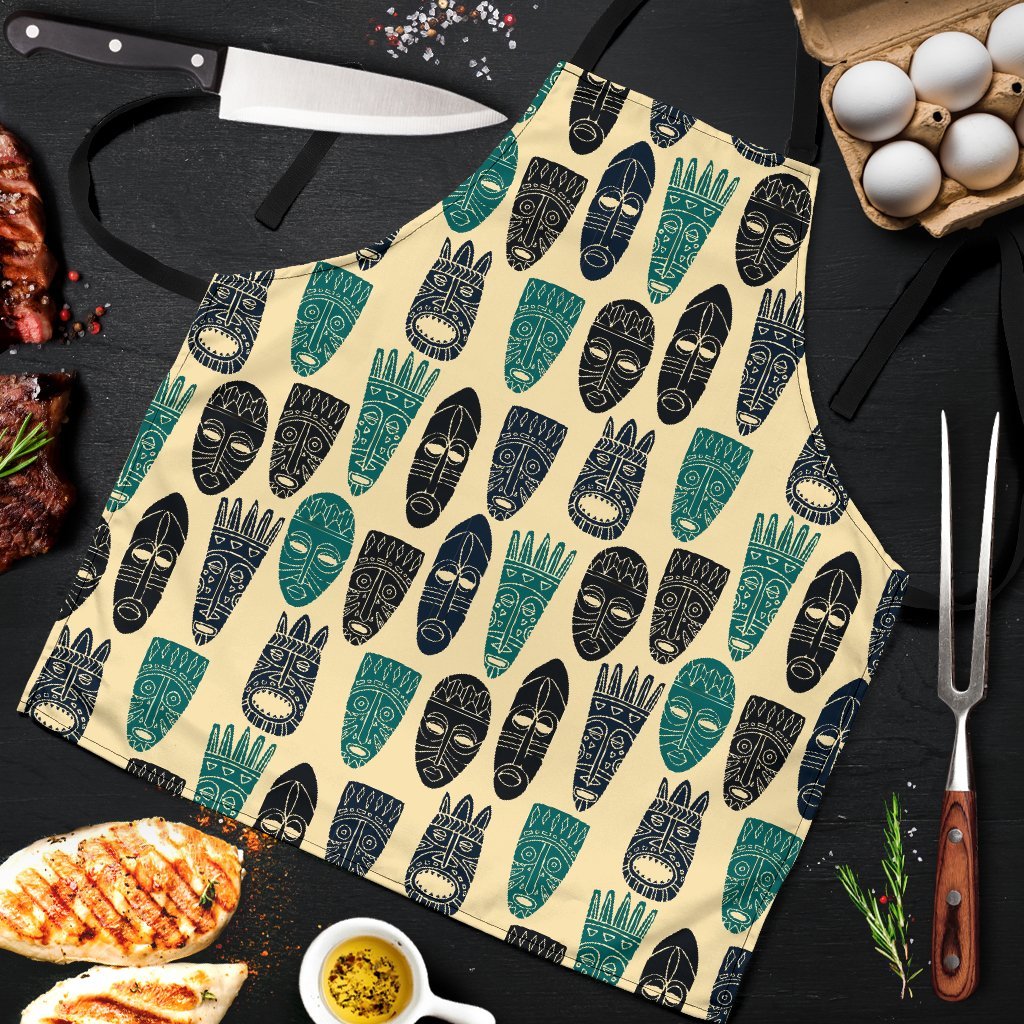 Totem Mask Print Pattern Men's Apron-grizzshop