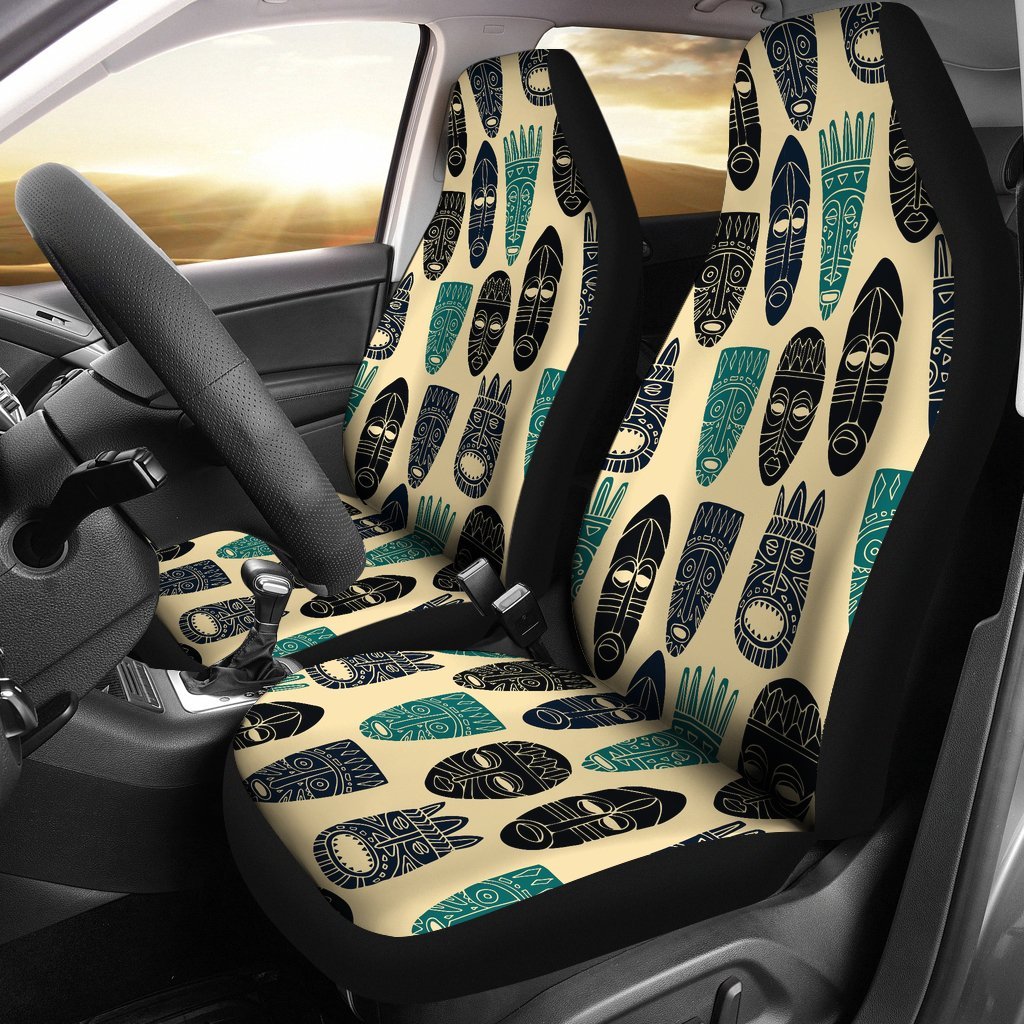 Totem Mask Print Pattern Universal Fit Car Seat Covers-grizzshop