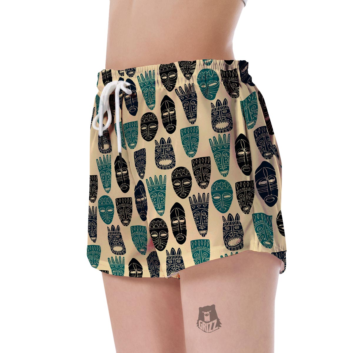 Totem Mask Print Pattern Women's Shorts-grizzshop