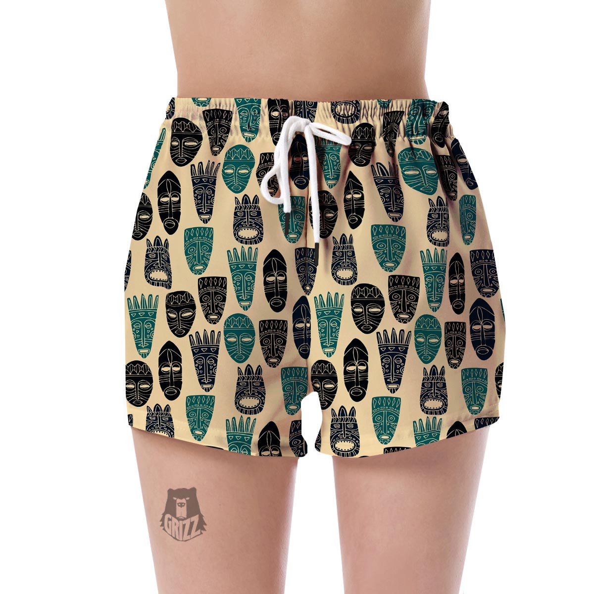 Totem Mask Print Pattern Women's Shorts-grizzshop