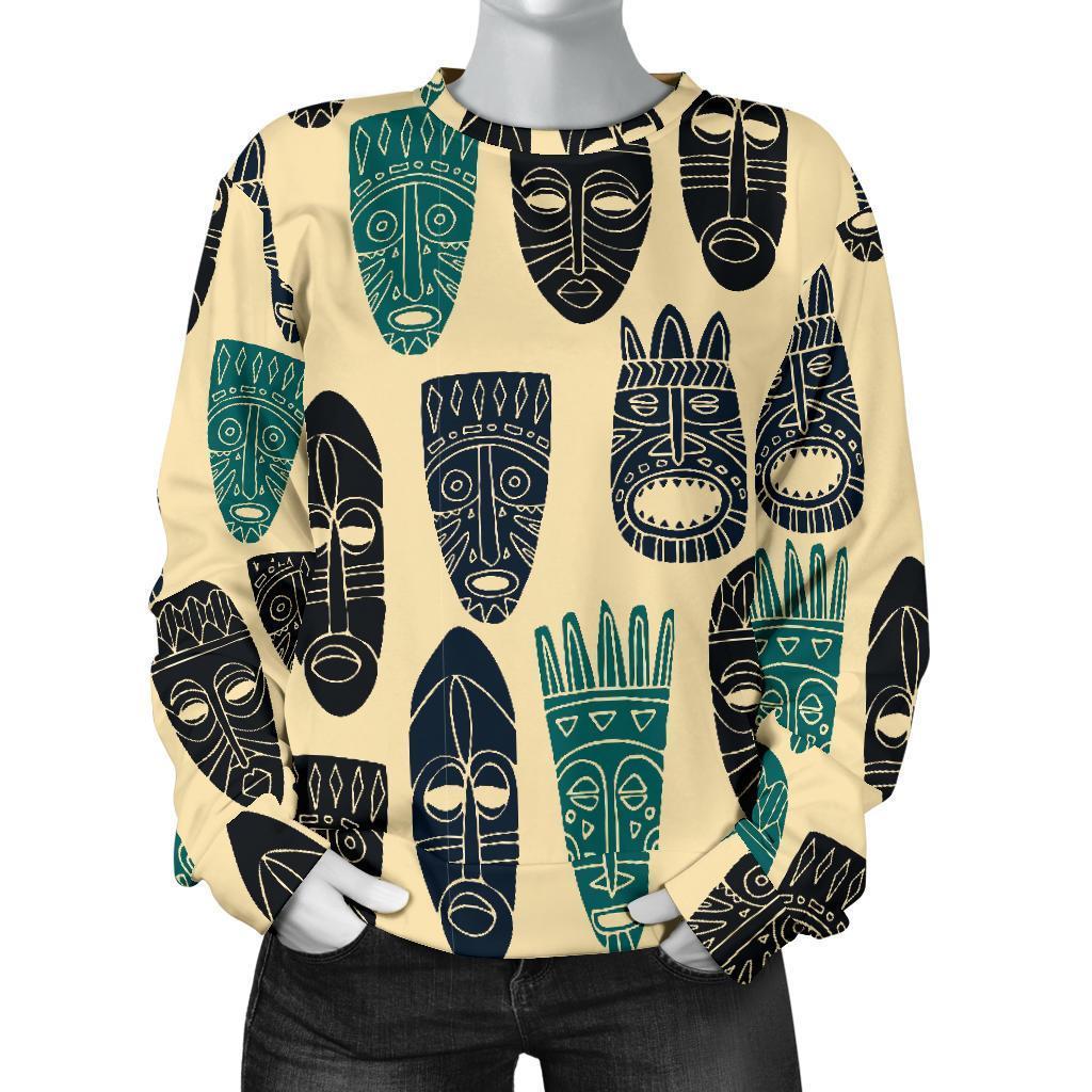 Totem Mask Print Pattern Women's Sweatshirt-grizzshop