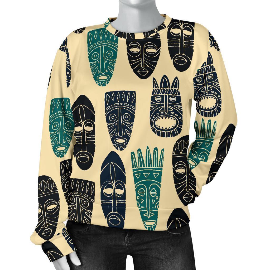 Totem Mask Print Pattern Women's Sweatshirt-grizzshop