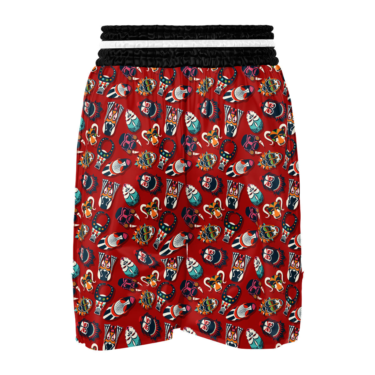 Totem Masks African Print Pattern Boxing Shorts-grizzshop