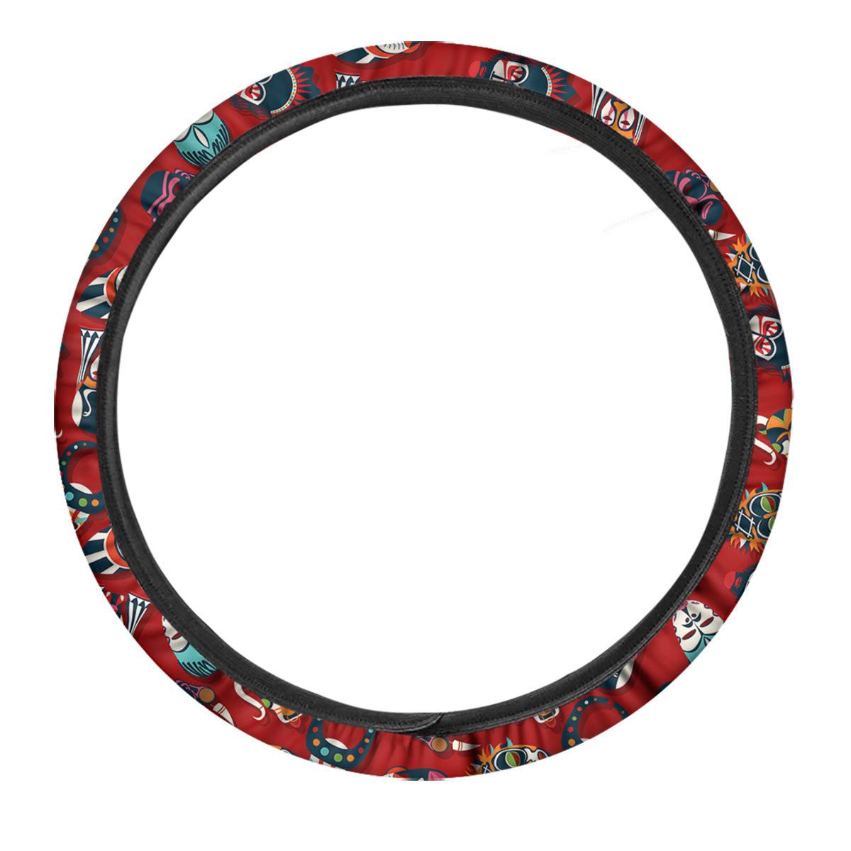 Totem Masks African Print Pattern Car Steering Wheel Cover-grizzshop