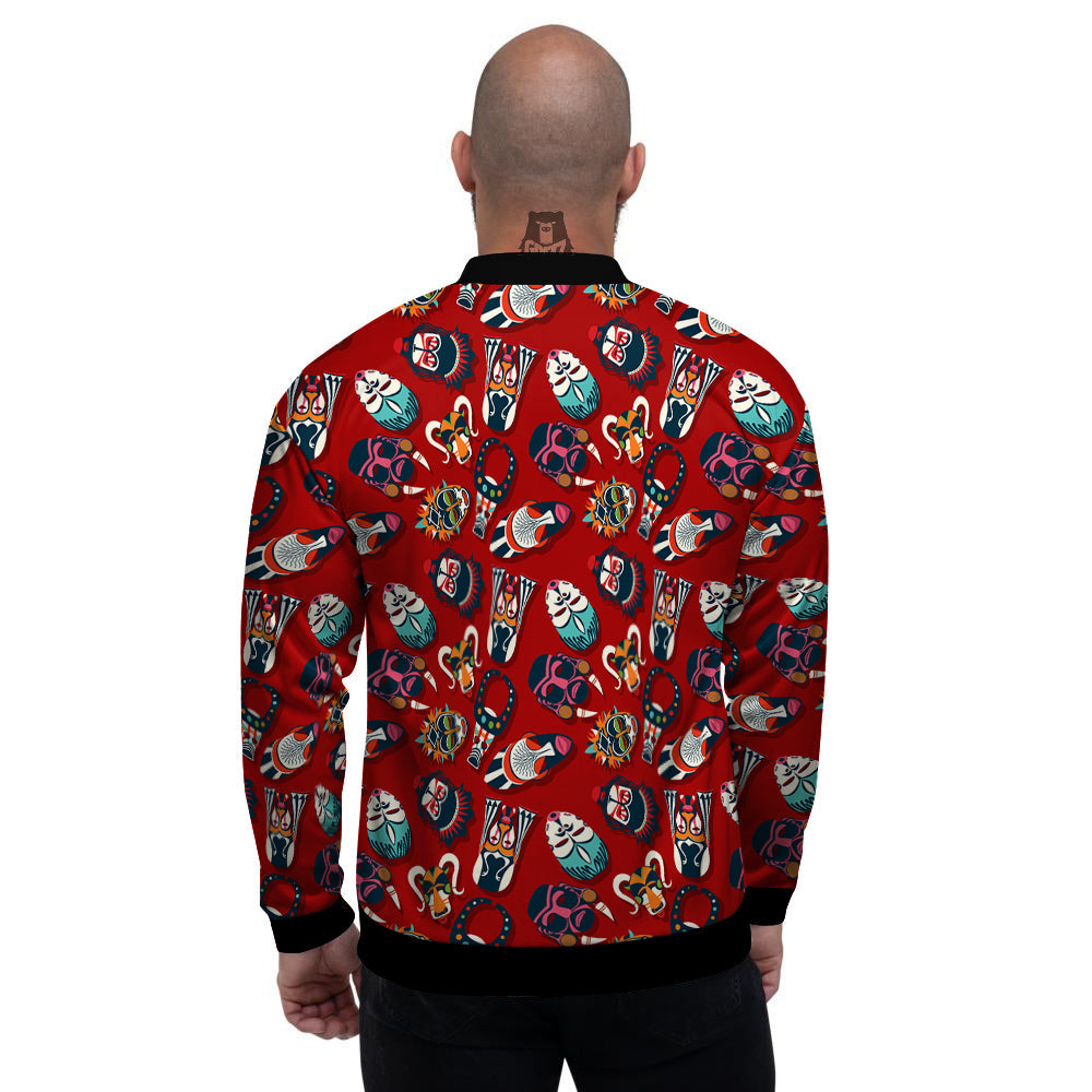 Totem Masks African Print Pattern Men's Bomber Jacket-grizzshop