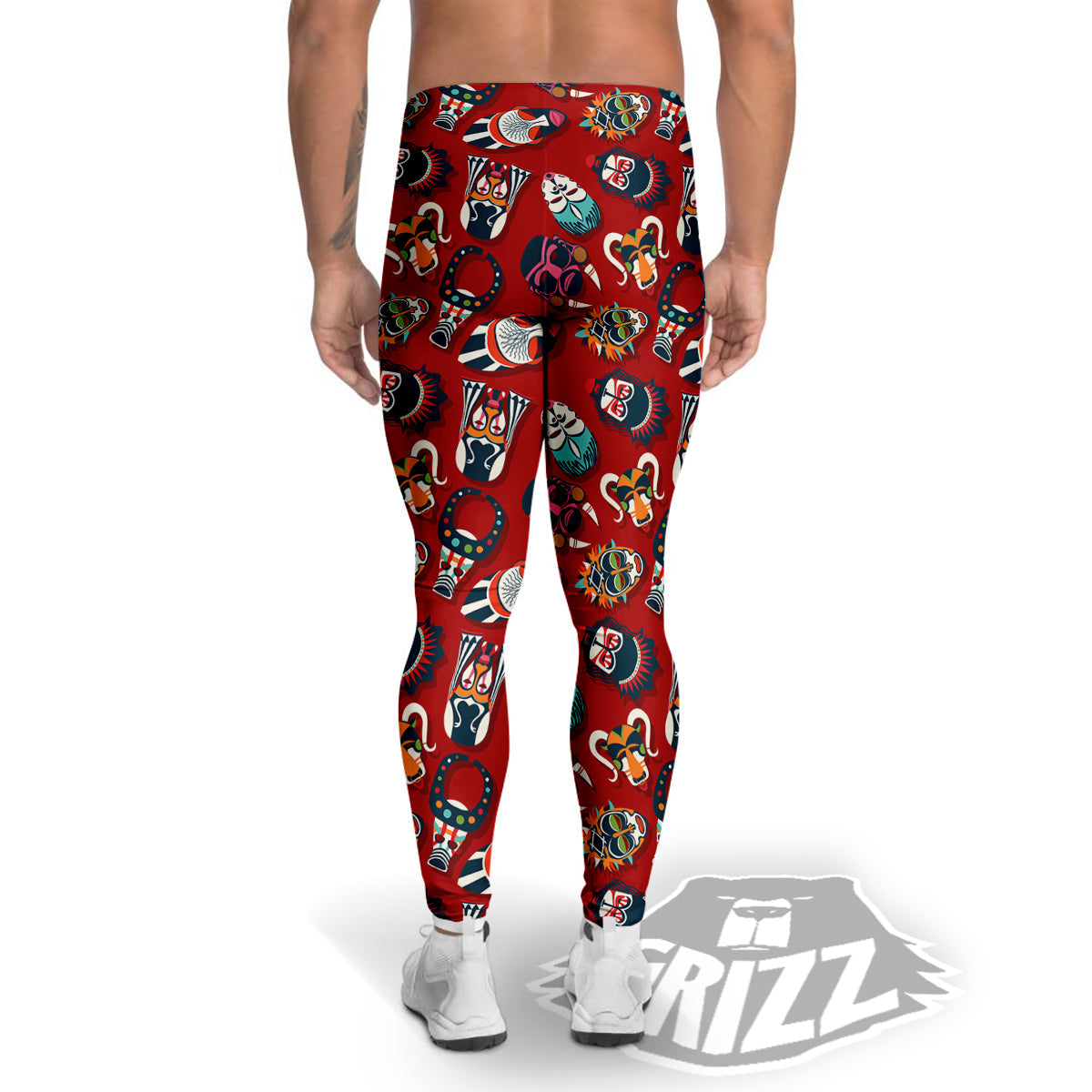 Totem Masks African Print Pattern Men's Leggings-grizzshop