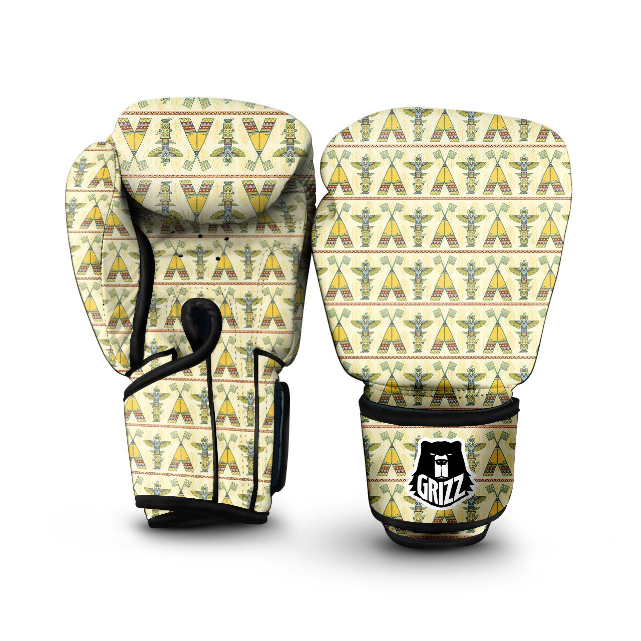 Totem Native Print Pattern Boxing Gloves-grizzshop
