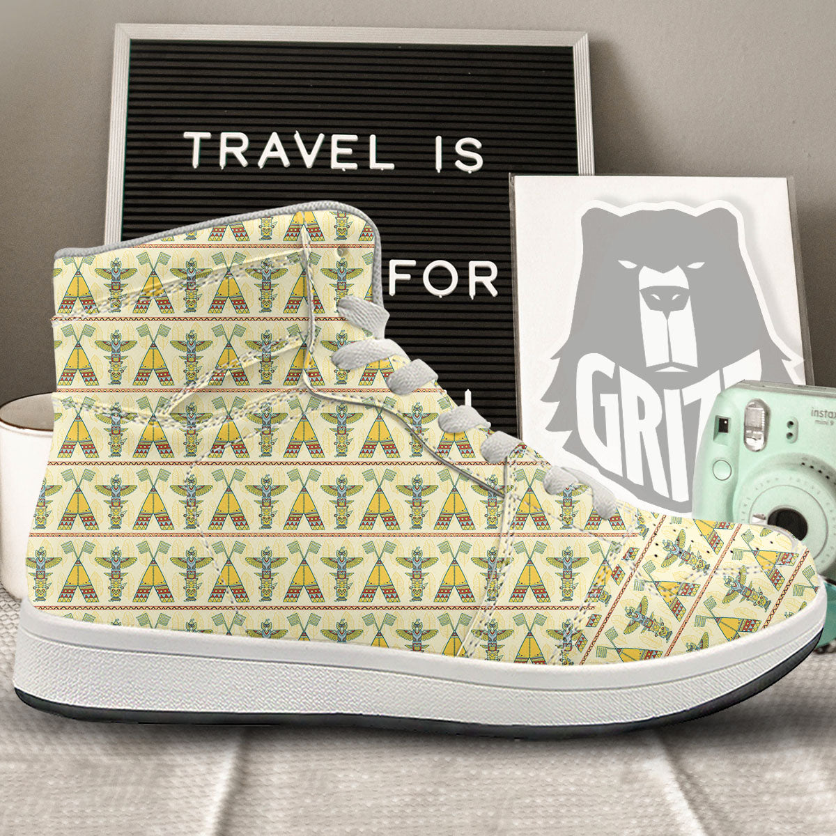 Totem Native Print Pattern High Top Sneakers-grizzshop