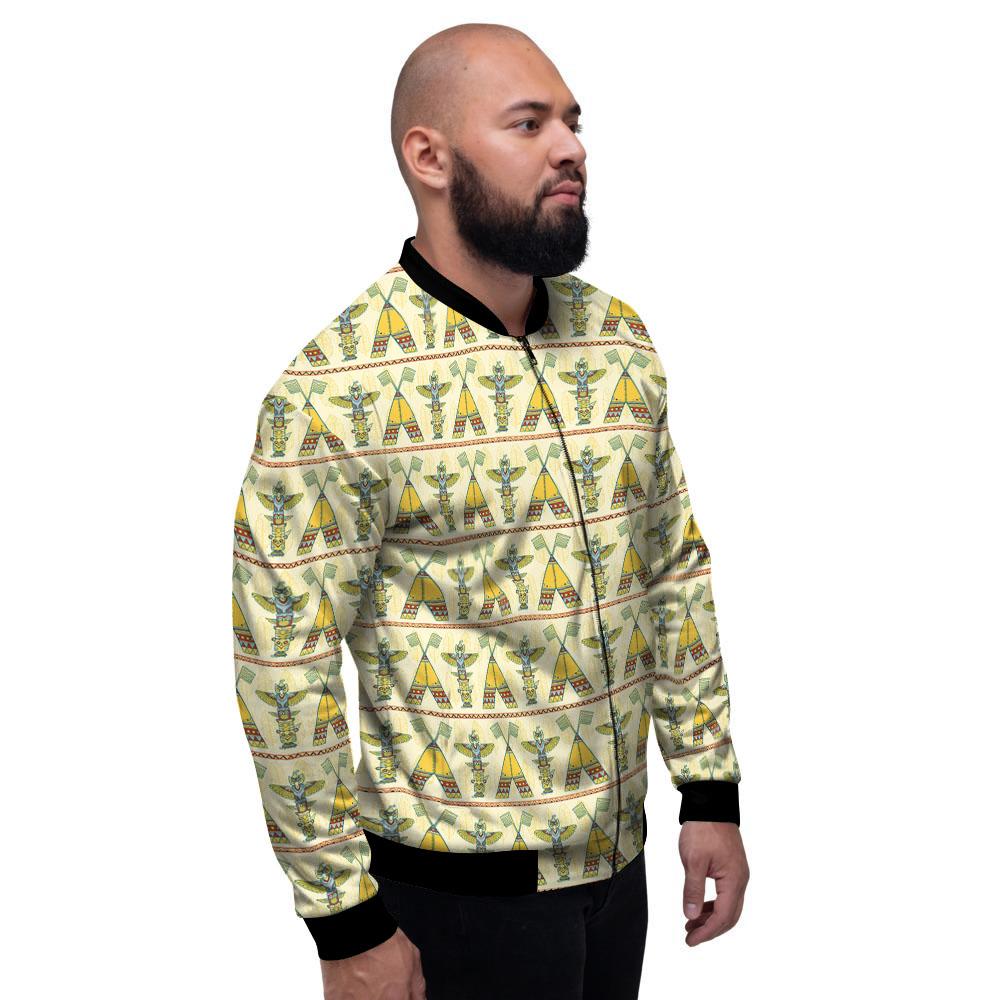 Totem Native Print Pattern Men's Bomber Jacket-grizzshop