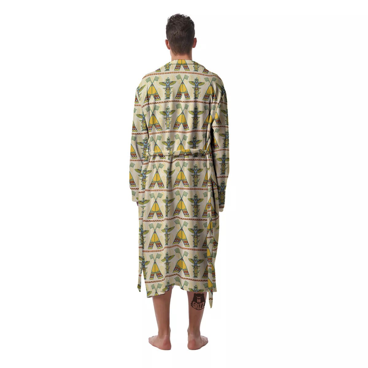 Totem Native Print Pattern Men's Robe-grizzshop