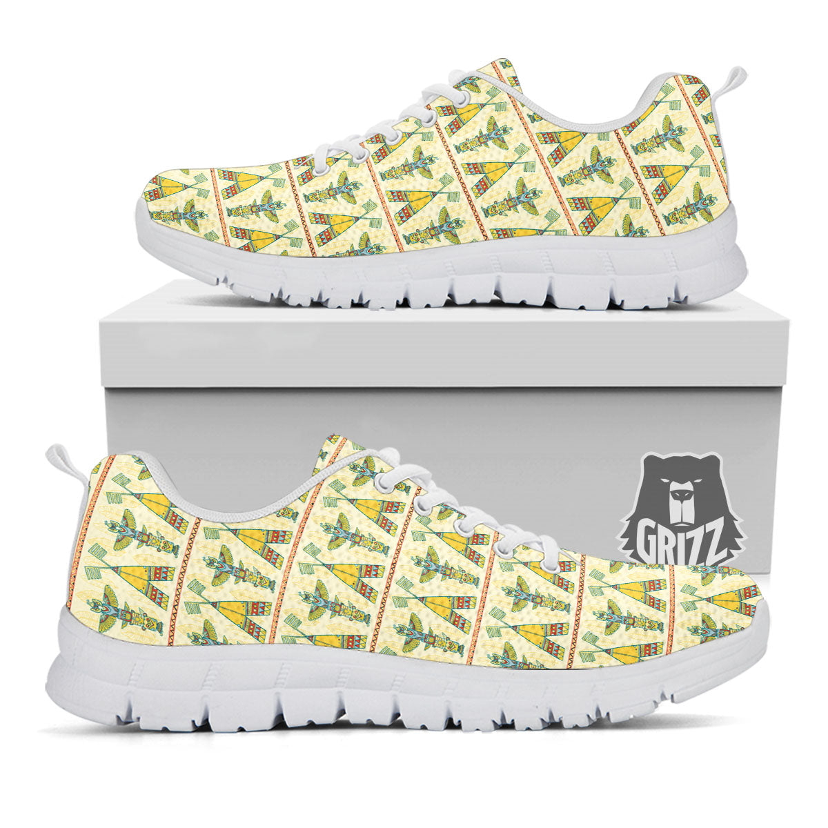 Totem Native Print Pattern White Sneaker-grizzshop