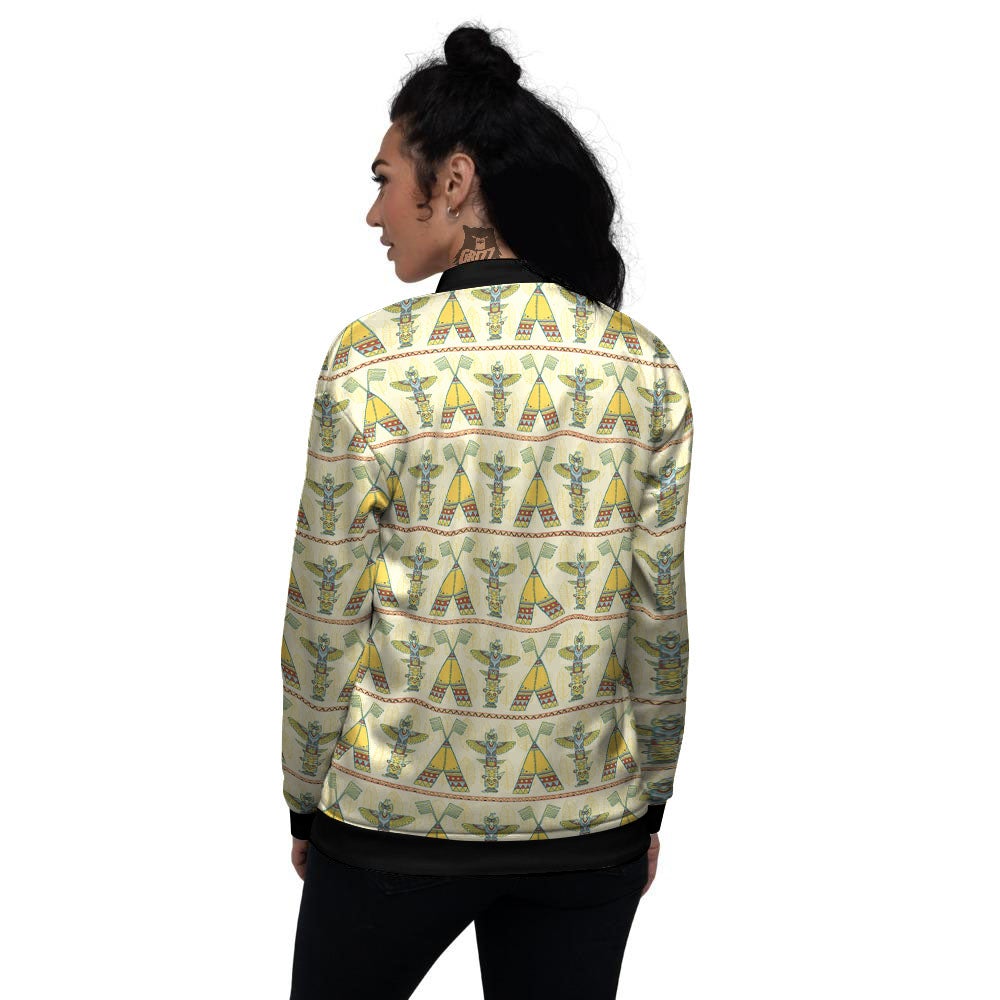 Totem Native Print Pattern Women's Bomber Jacket-grizzshop