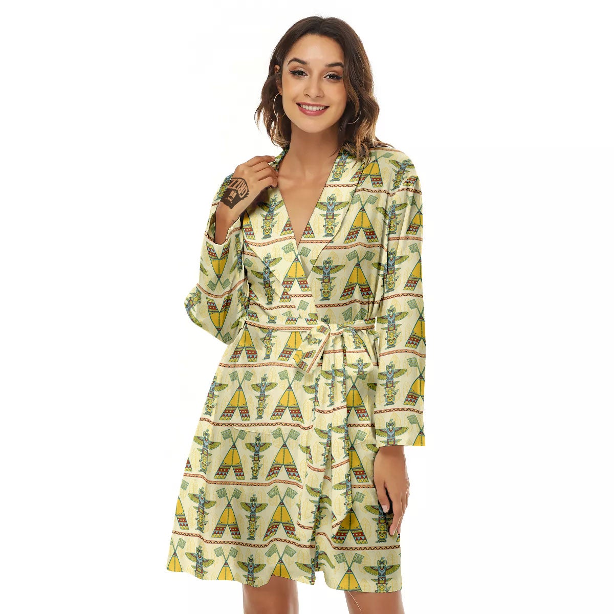Totem Native Print Pattern Women's Robe-grizzshop