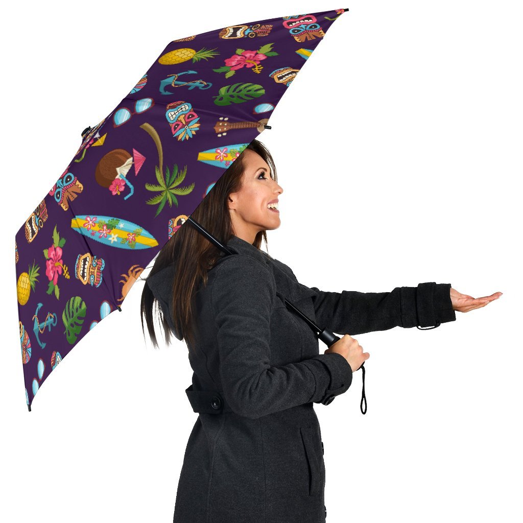 Totem Pattern Print Automatic Foldable Umbrella-grizzshop