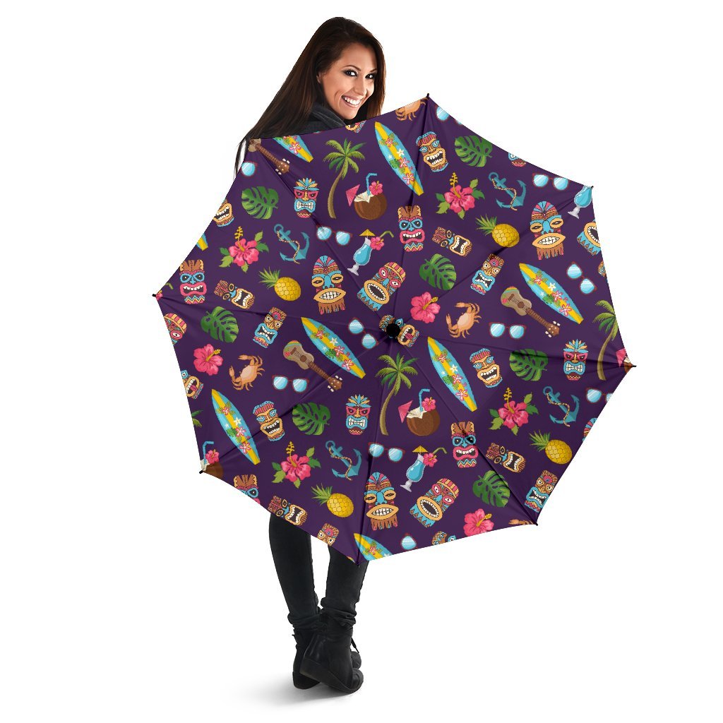 Totem Pattern Print Automatic Foldable Umbrella-grizzshop