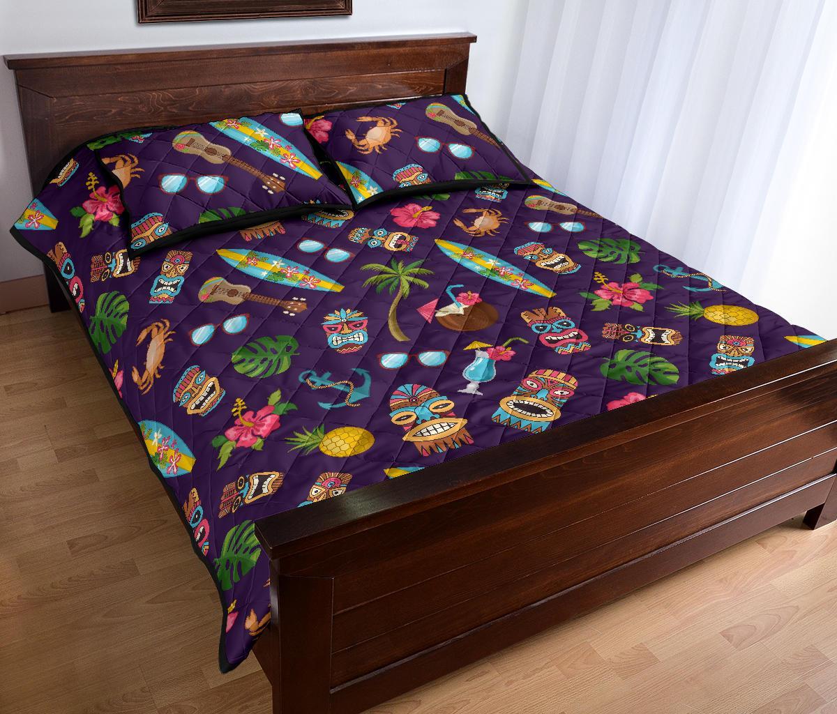 Totem Pattern Print Bed Set Quilt-grizzshop