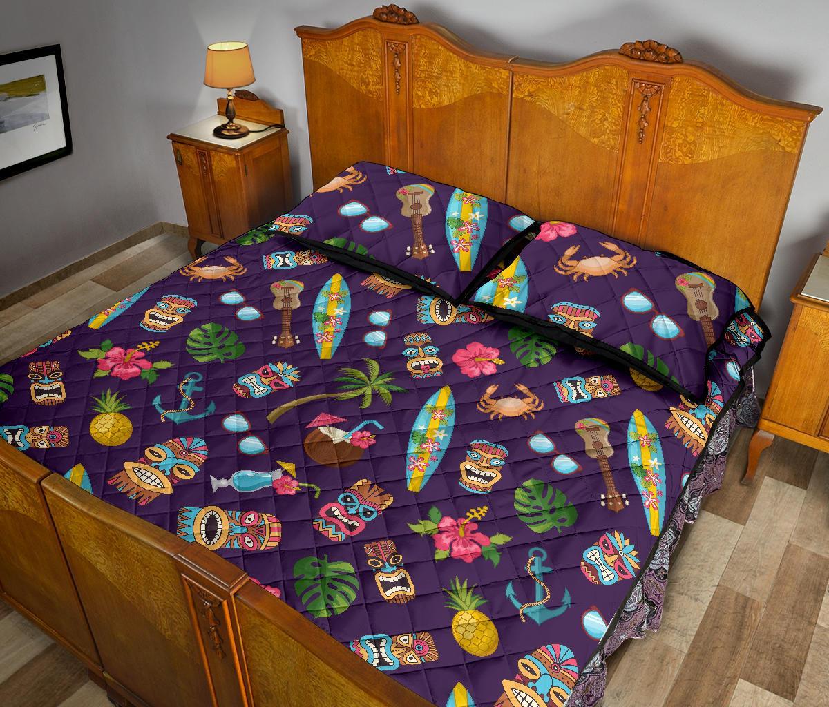 Totem Pattern Print Bed Set Quilt-grizzshop