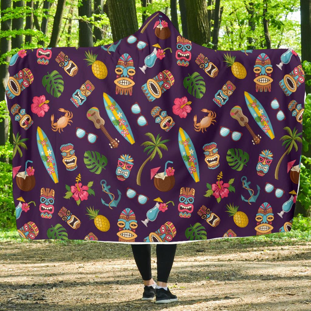 Totem Pattern Print Hooded Blanket-grizzshop