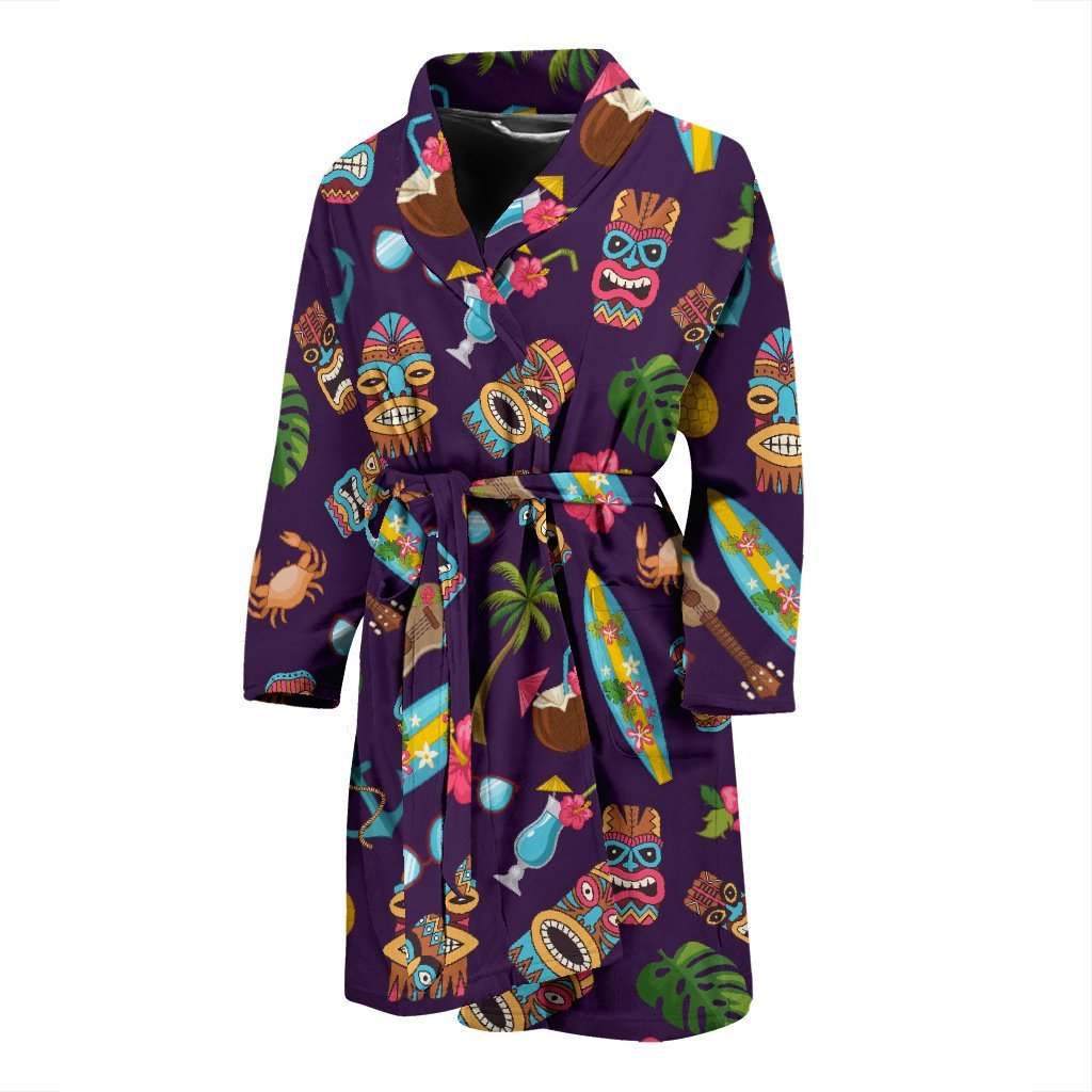 Totem Pattern Print Men Long Robe-grizzshop