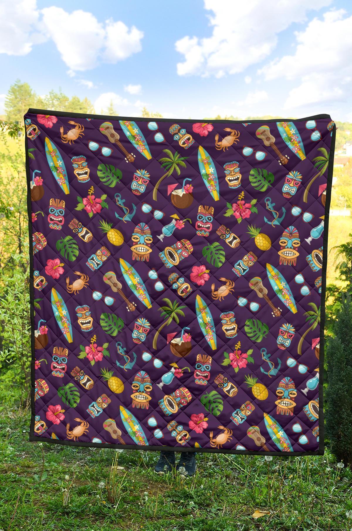 Totem Pattern Print Quilt-grizzshop