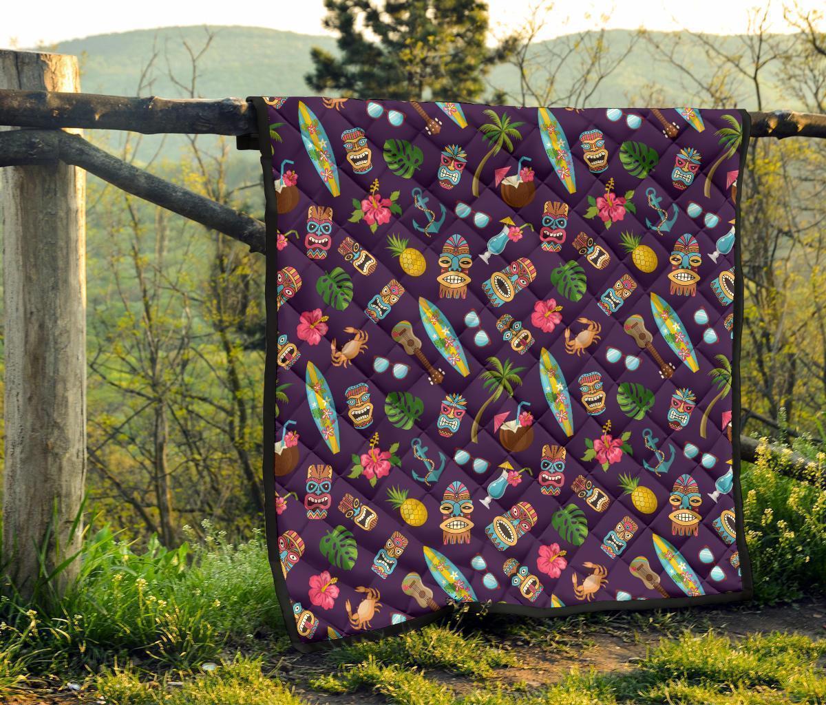 Totem Pattern Print Quilt-grizzshop