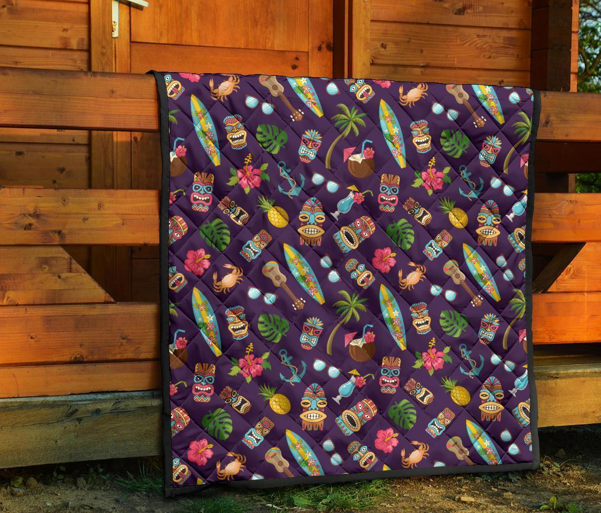 Totem Pattern Print Quilt-grizzshop