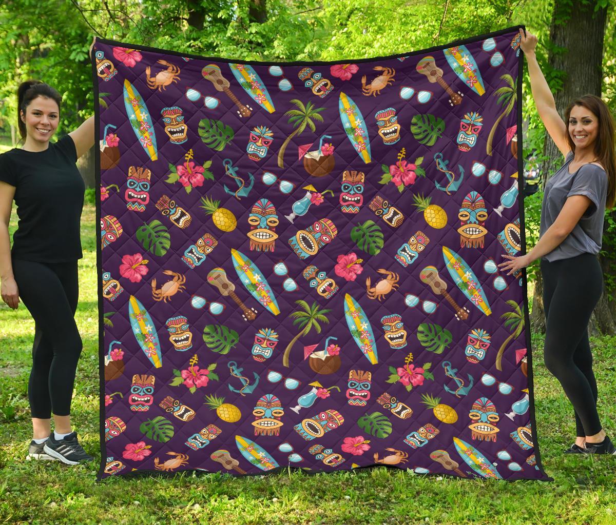 Totem Pattern Print Quilt-grizzshop