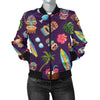 Totem Pattern Print Women Casual Bomber Jacket-grizzshop