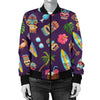 Totem Pattern Print Women Casual Bomber Jacket-grizzshop