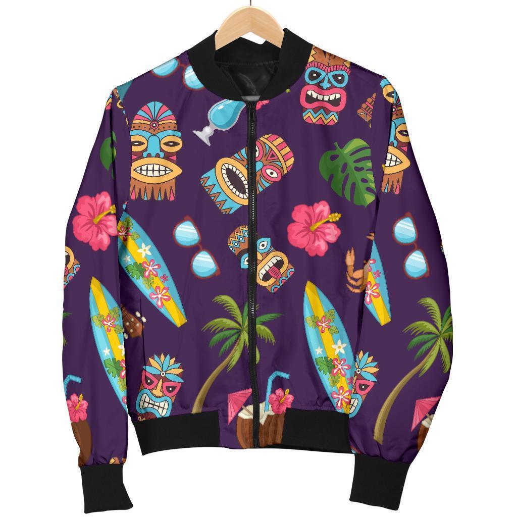 Totem Pattern Print Women Casual Bomber Jacket-grizzshop