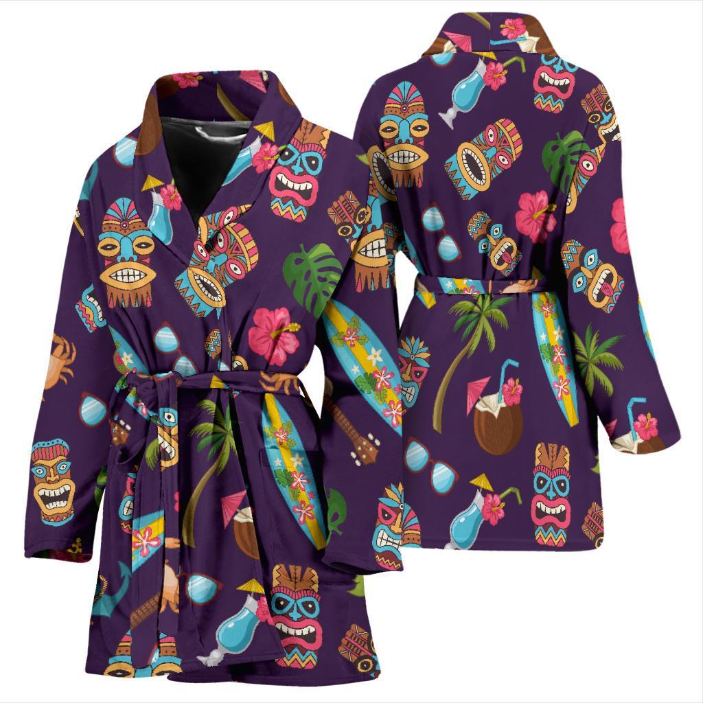 Totem Pattern Print Women Long Robe-grizzshop