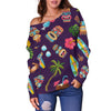 Totem Pattern Print Women Off Shoulder Sweatshirt-grizzshop