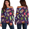 Totem Pattern Print Women Off Shoulder Sweatshirt-grizzshop