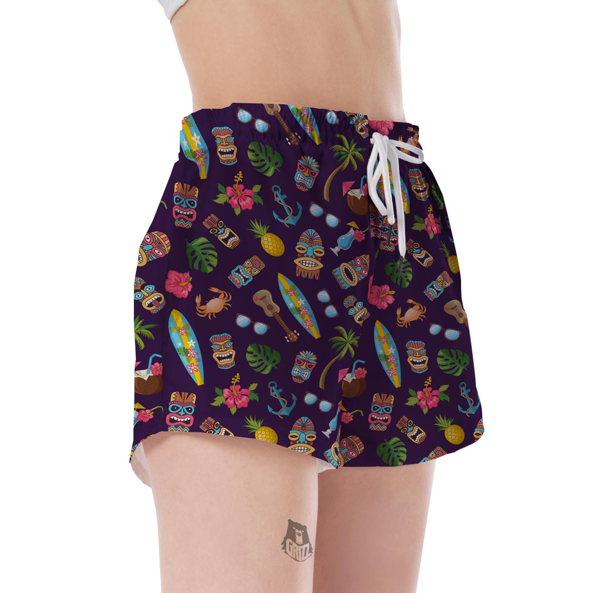 Totem Pattern Print Women's Shorts-grizzshop