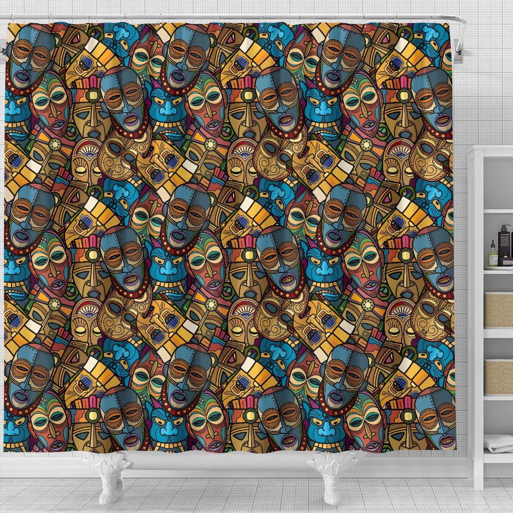 Totem Print Pattern Bathroom Shower Curtain-grizzshop