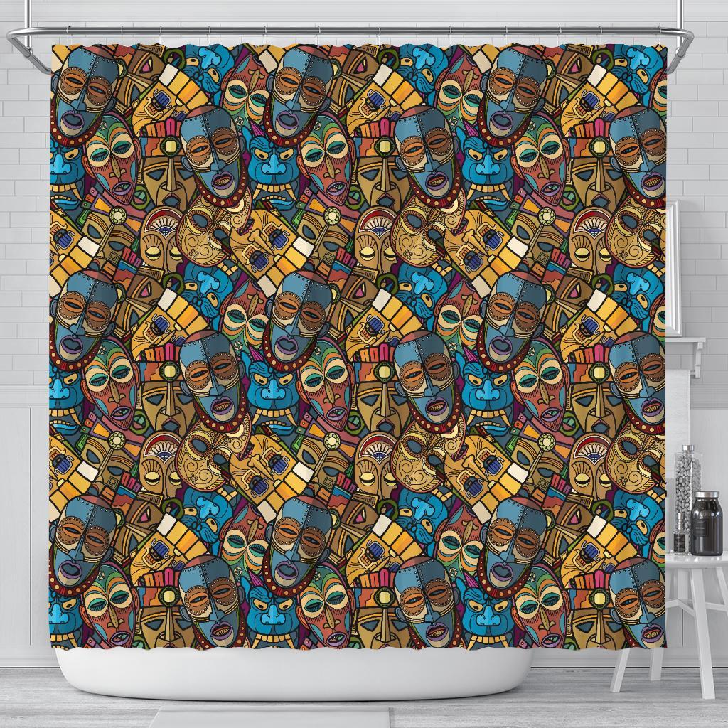 Totem Print Pattern Bathroom Shower Curtain-grizzshop