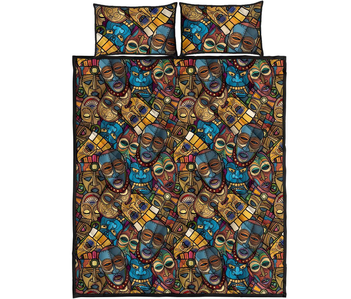 Totem Print Pattern Bed Set Quilt-grizzshop