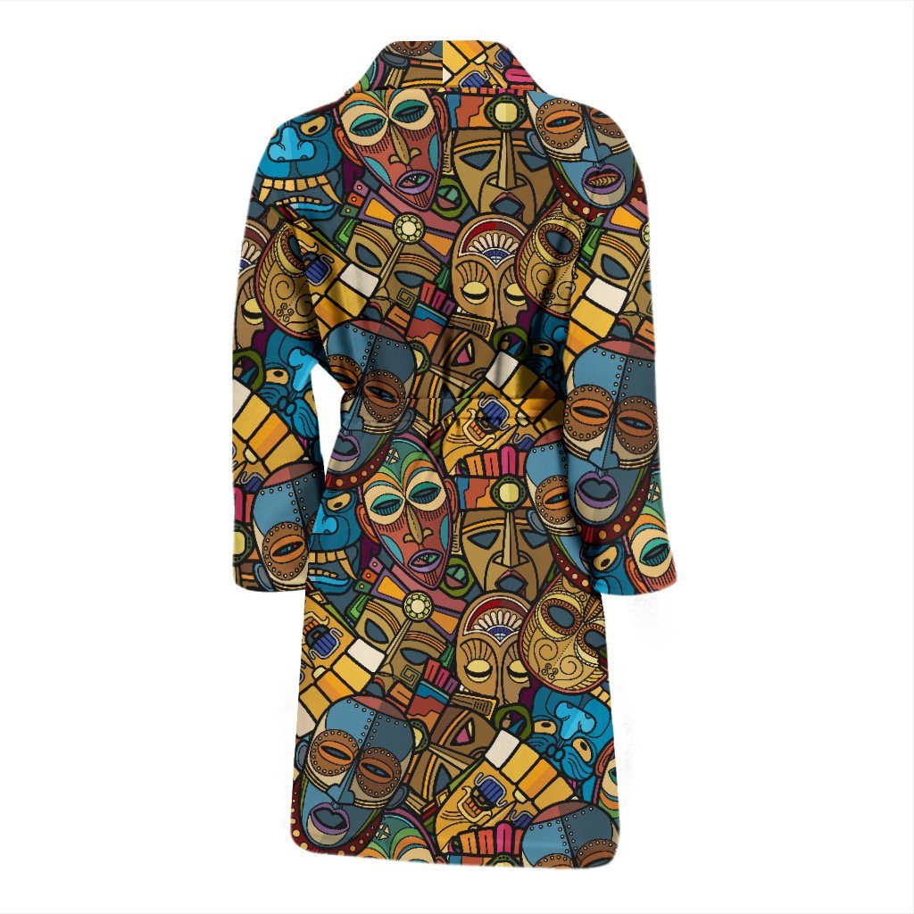 Totem Print Pattern Men Long Robe-grizzshop