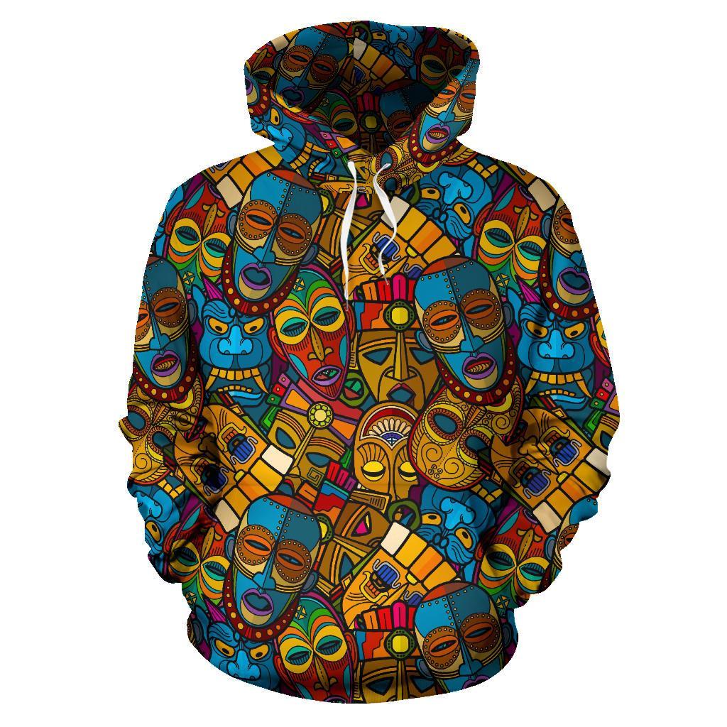 Totem Print Pattern Men Women Pullover Hoodie-grizzshop