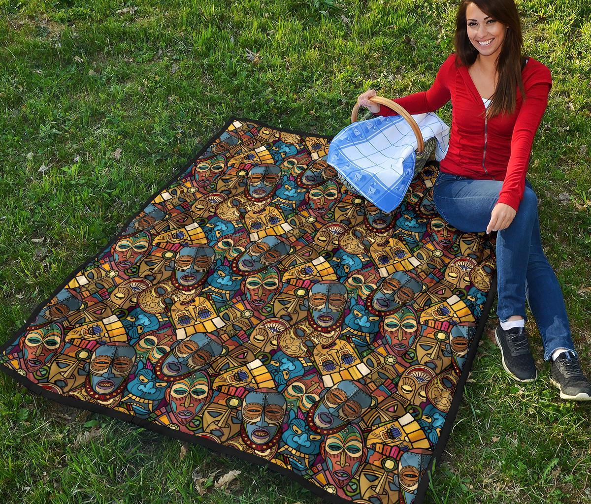 Totem Print Pattern Quilt-grizzshop