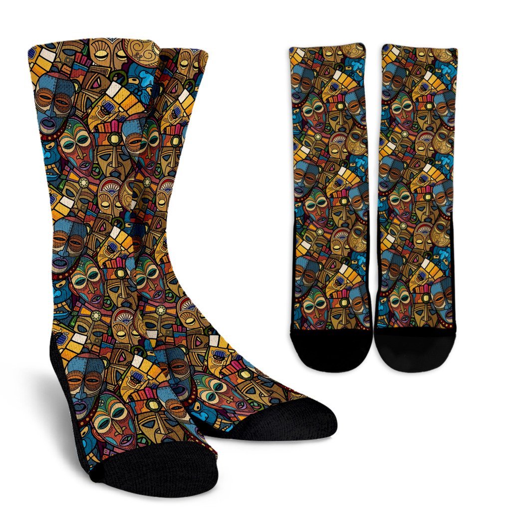 Totem Print Pattern Unisex Crew Socks-grizzshop