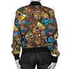 Totem Print Pattern Women Casual Bomber Jacket-grizzshop