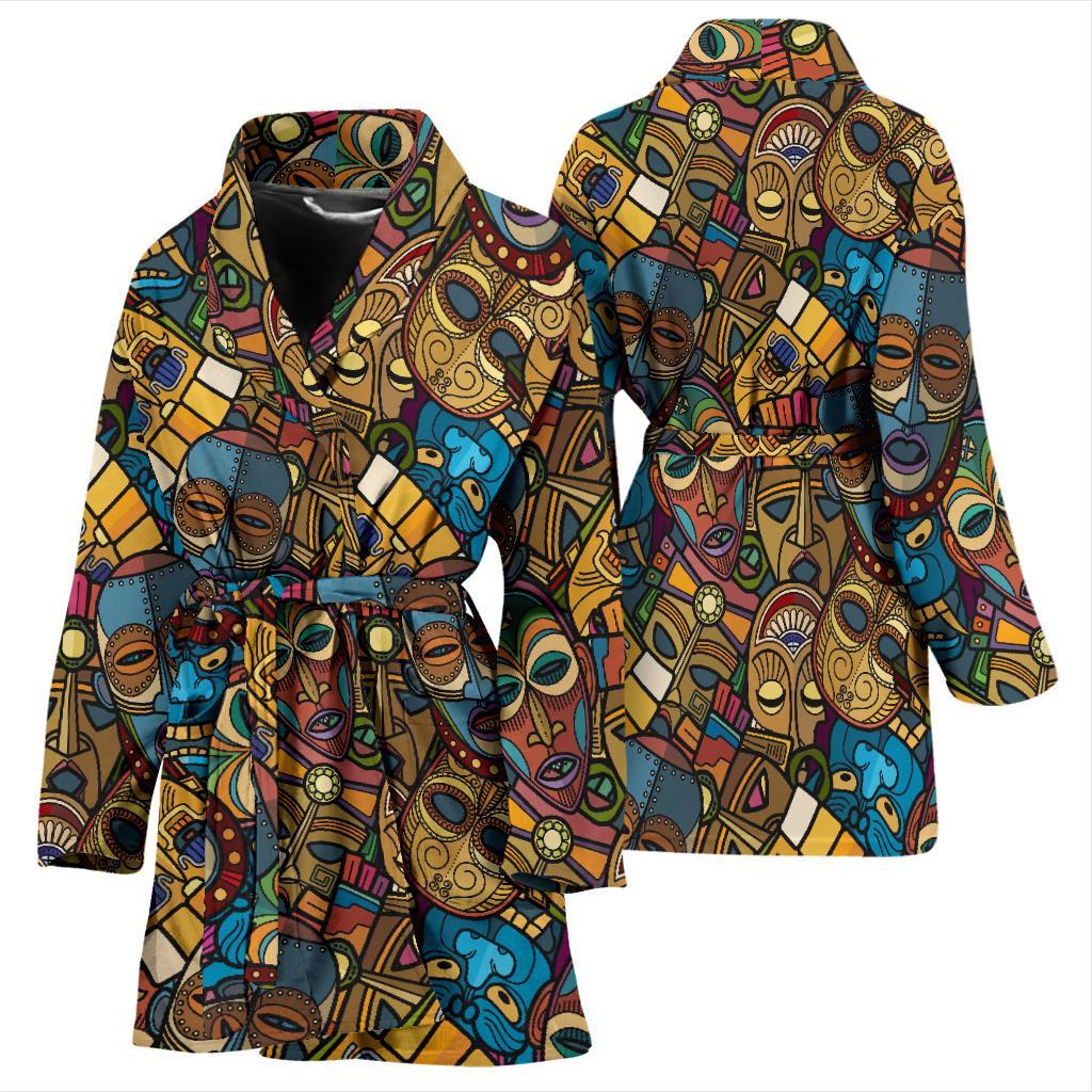 Totem Print Pattern Women Long Robe-grizzshop