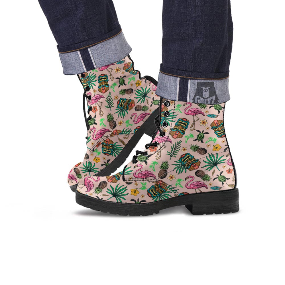 Totem Summer Print Pattern Leather Boots-grizzshop