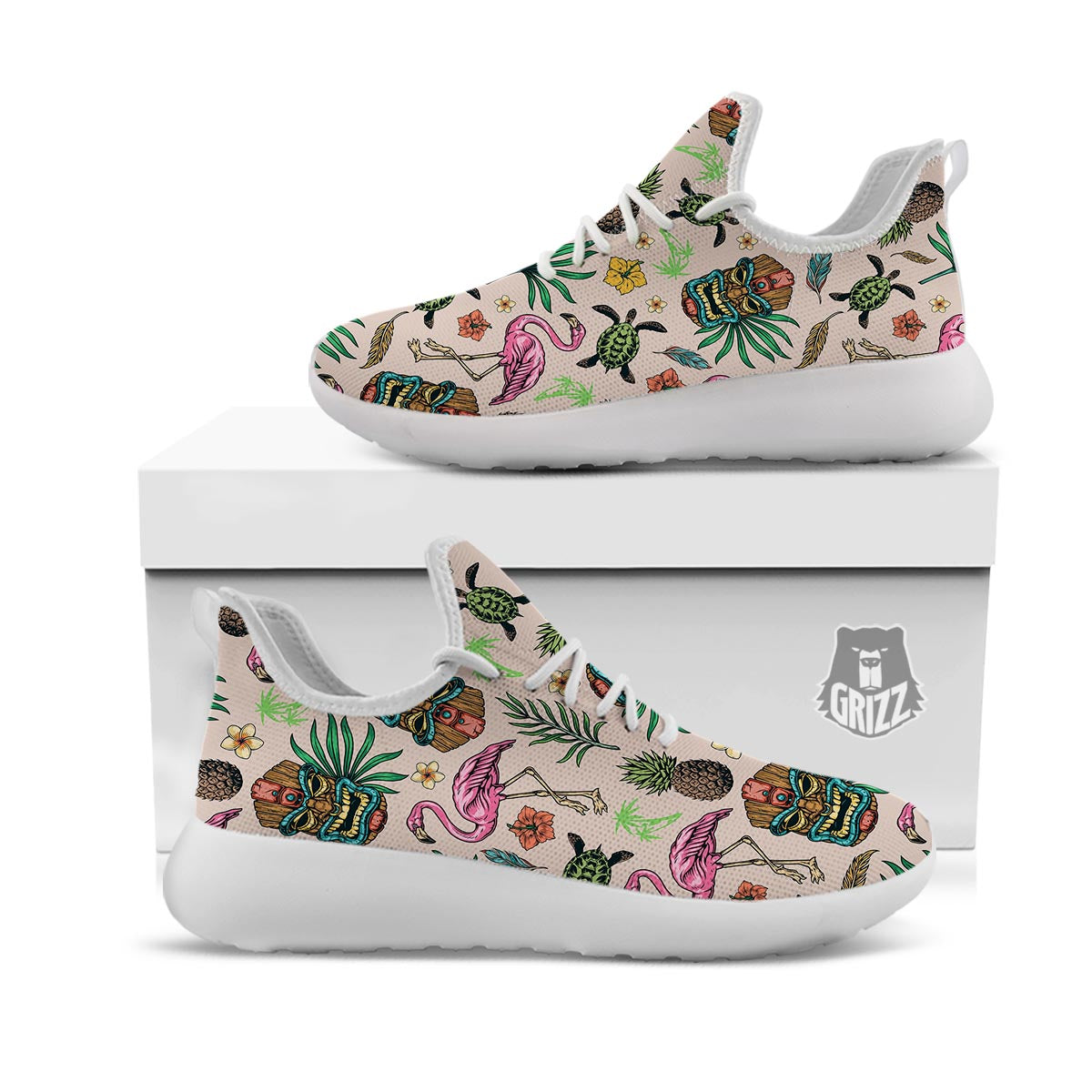 Totem Summer Print Pattern White Athletic Shoes-grizzshop