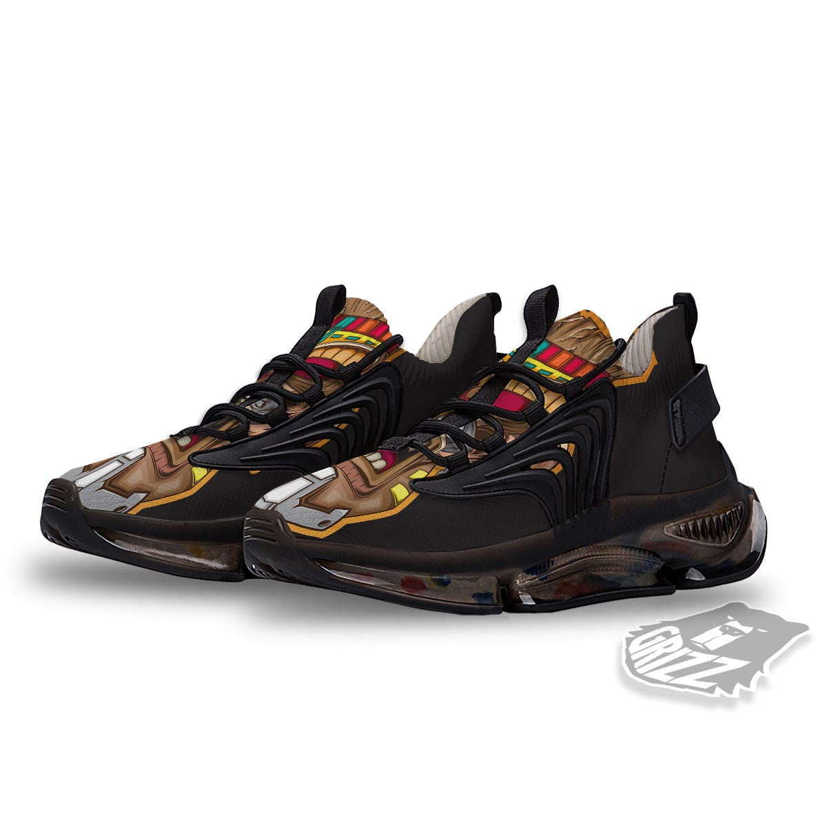 Totem Tiki Print Black Gym Shoes-grizzshop
