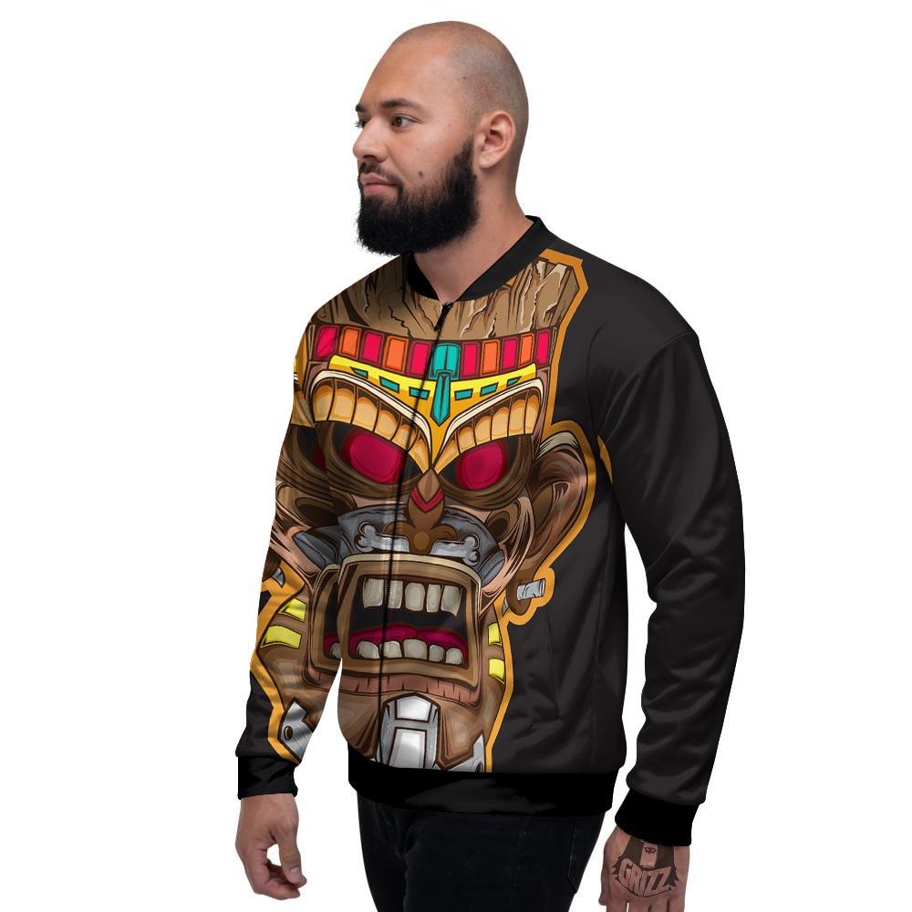 Totem Tiki Print Men's Bomber Jacket-grizzshop