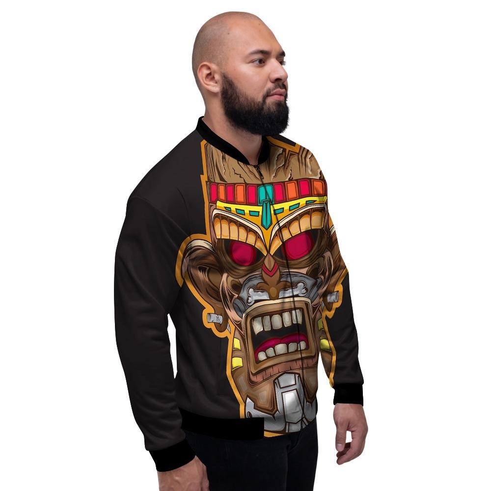 Totem Tiki Print Men's Bomber Jacket-grizzshop