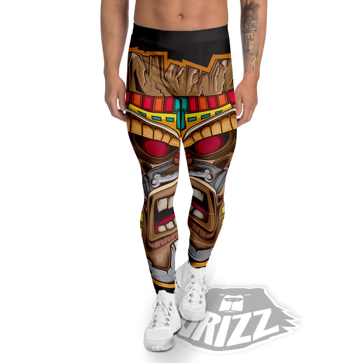 Totem Tiki Print Men's Leggings-grizzshop